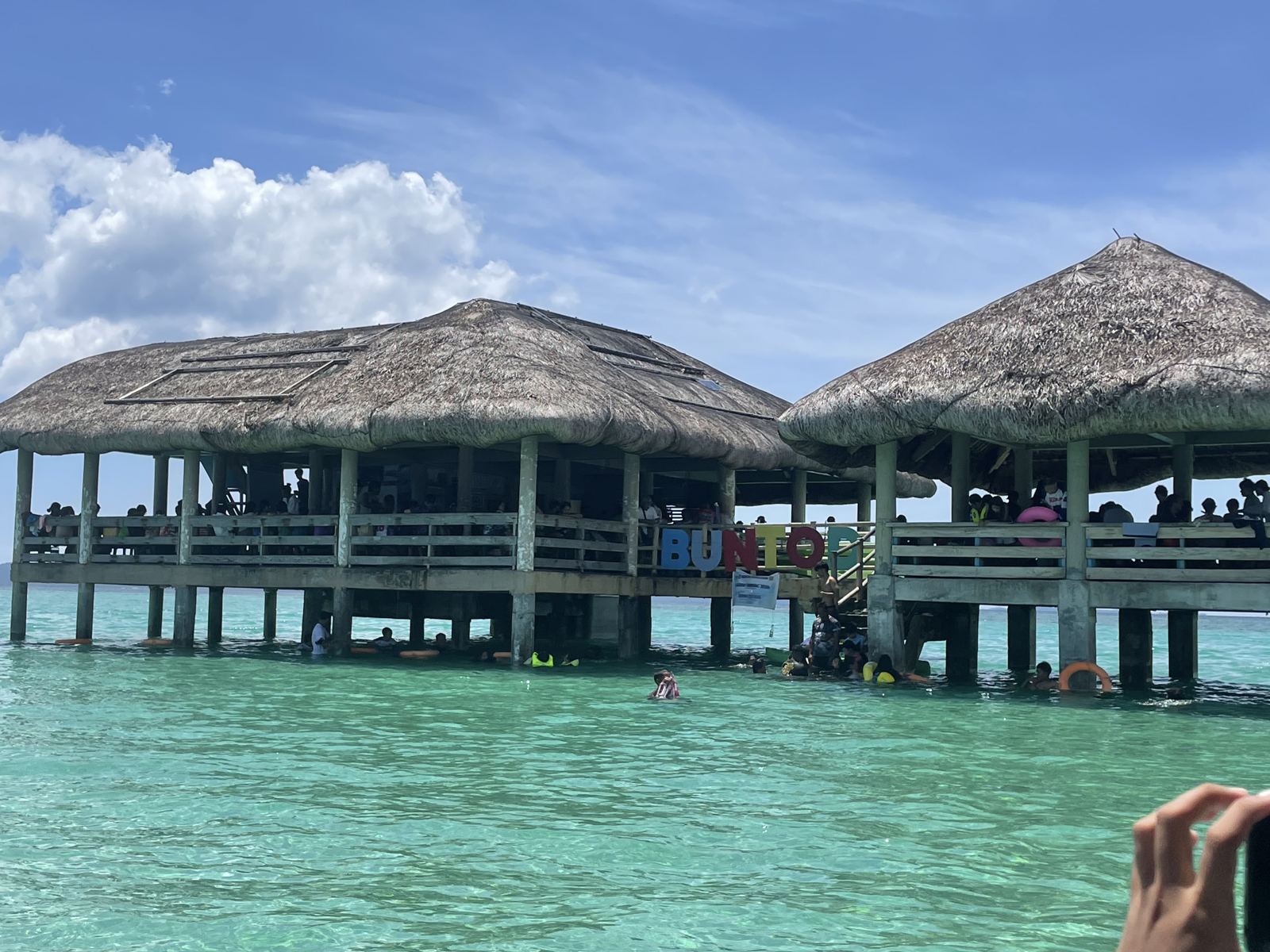 The stilt pavilion at Buntod Sandbar